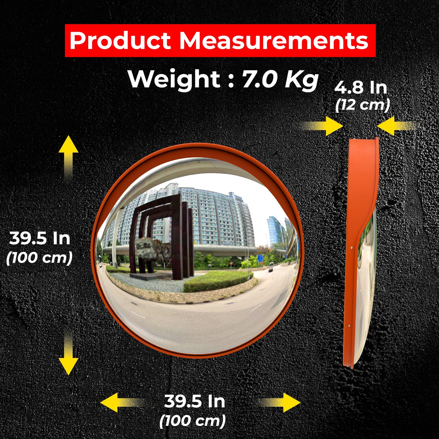 40" Outdoor Convex Safety Mirror - Orange