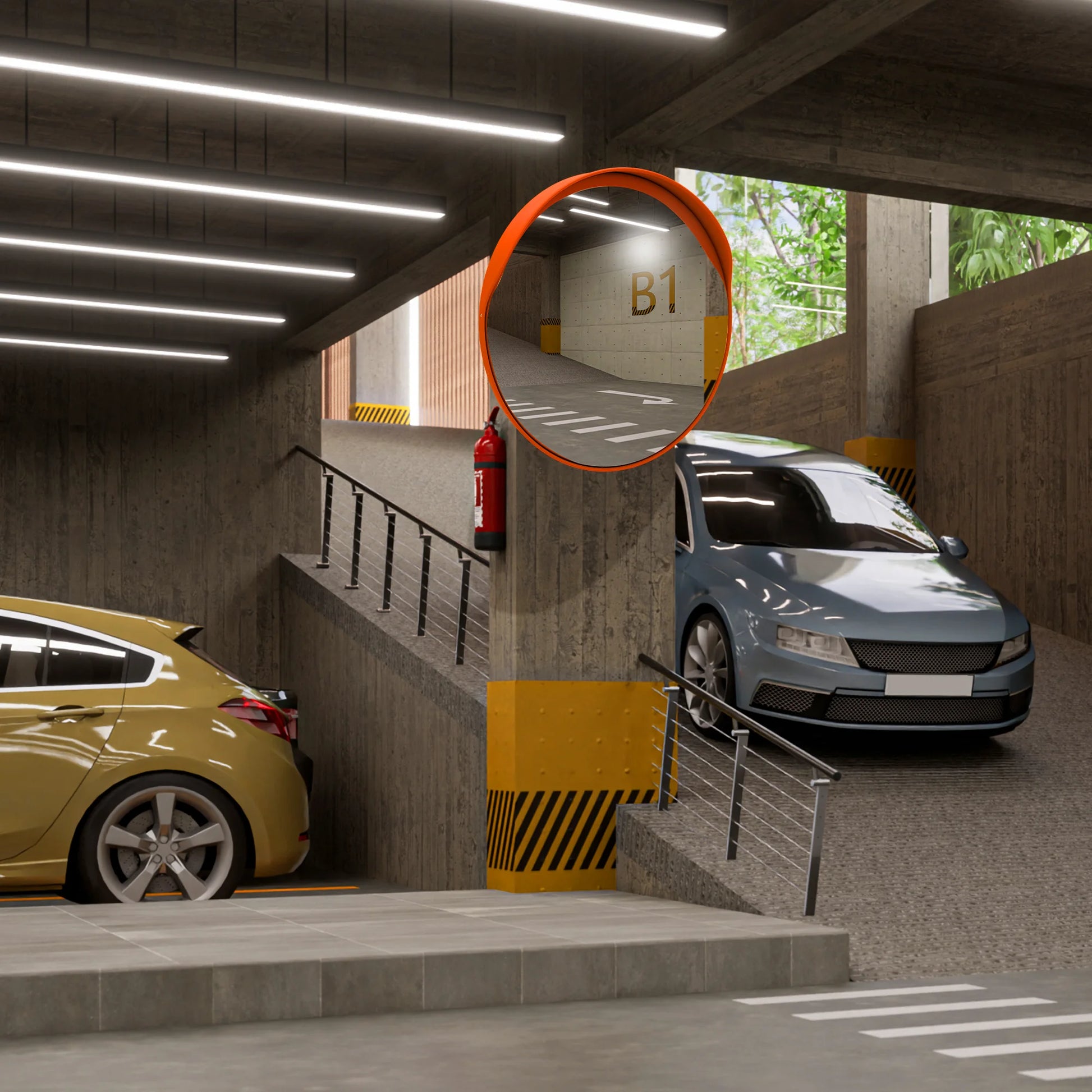 24" Outdoor Orange Convex Safety Mirror