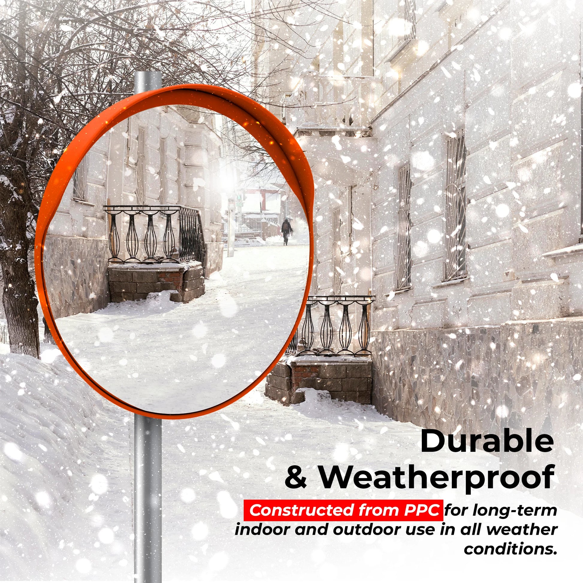 24" Outdoor Orange Convex Safety Mirror UK