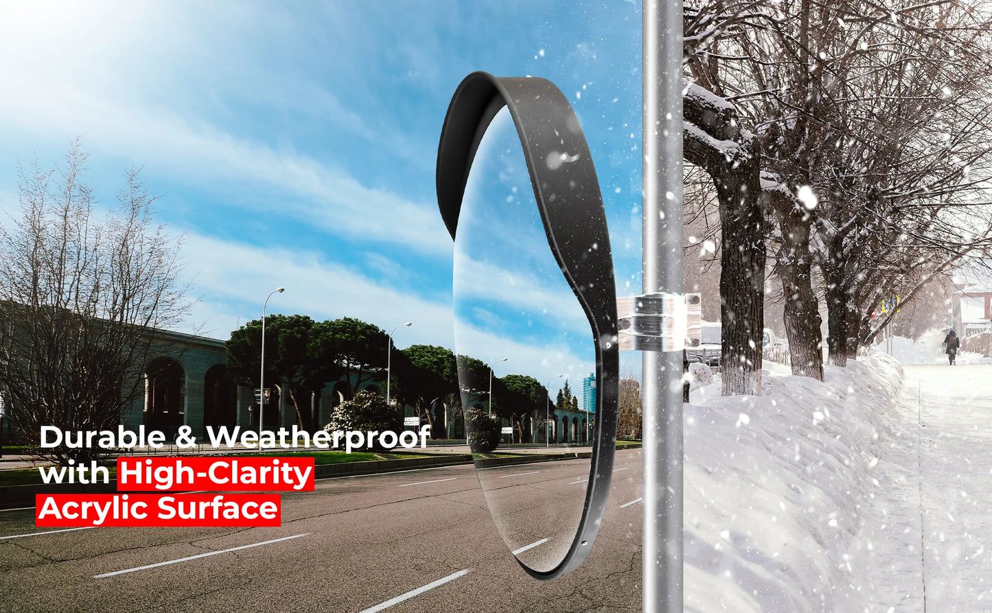 32" Outdoor Black Convex Safety Mirror UK