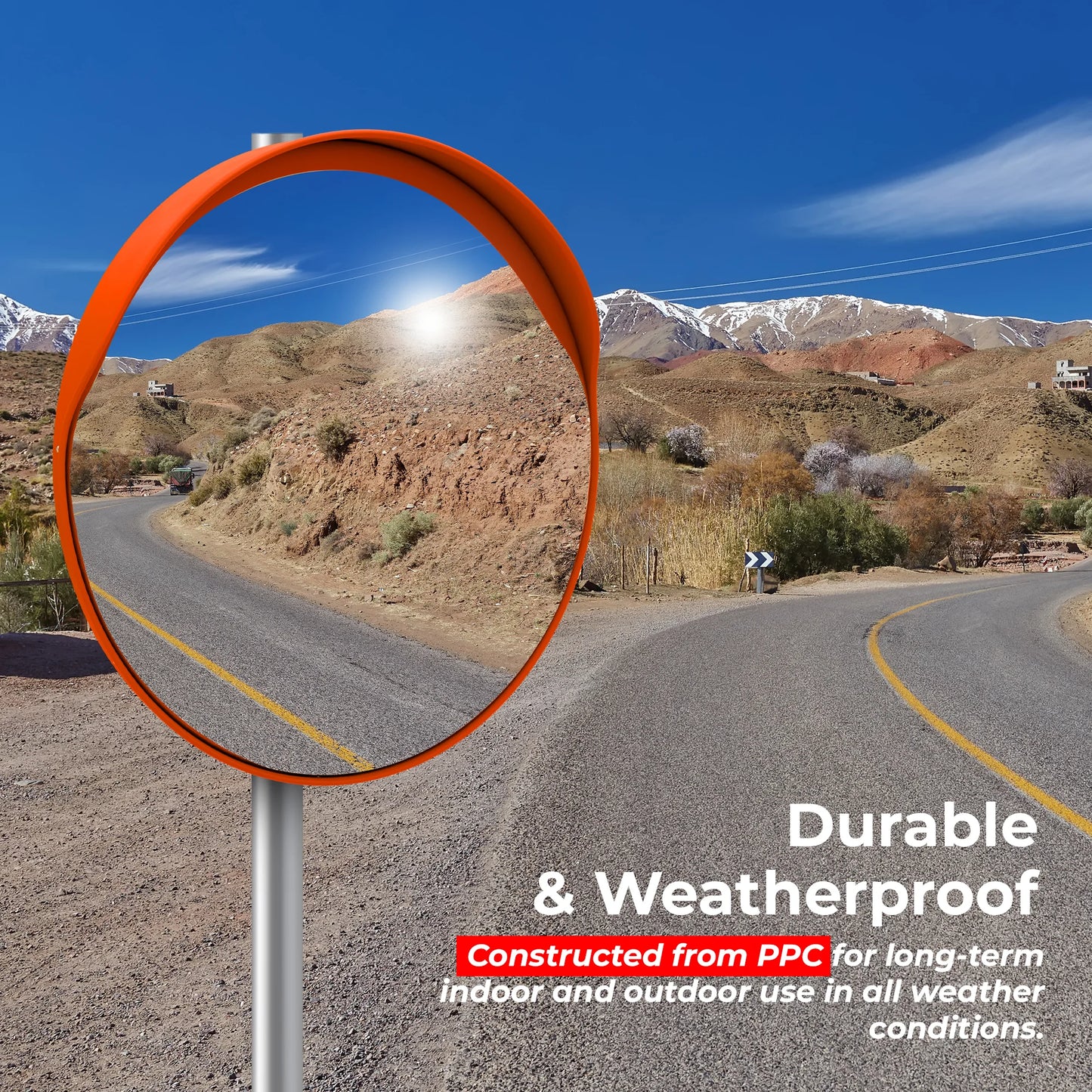48" Outdoor Orange Convex Safety Mirror