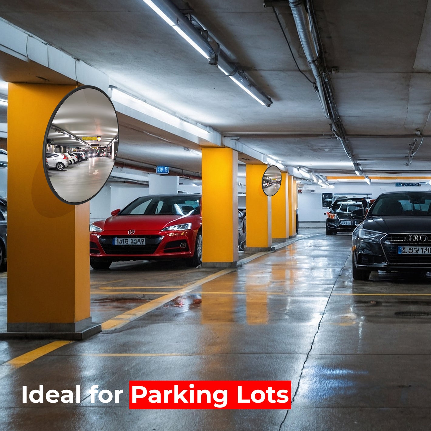 32" Indoor Black Convex Safety Mirror