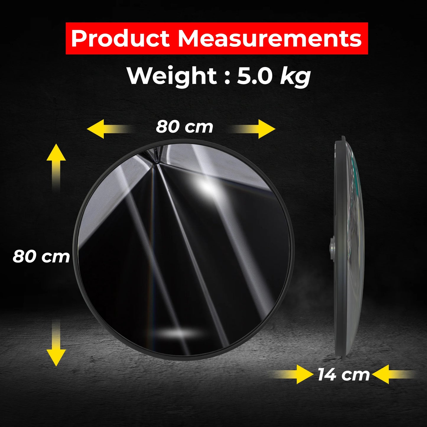 32" Indoor Convex Safety Mirror - Black