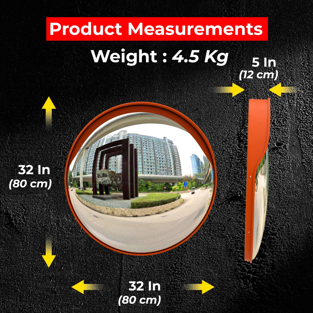32" Outdoor Convex Safety Mirror - Orange