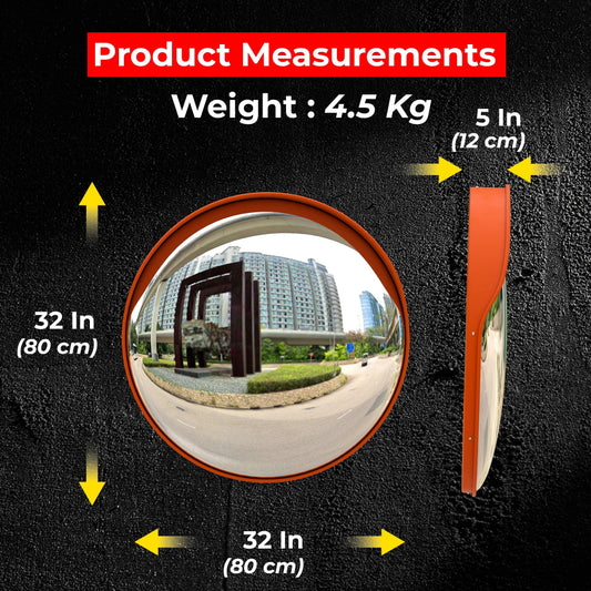 32" Outdoor Convex Safety Mirror - Orange