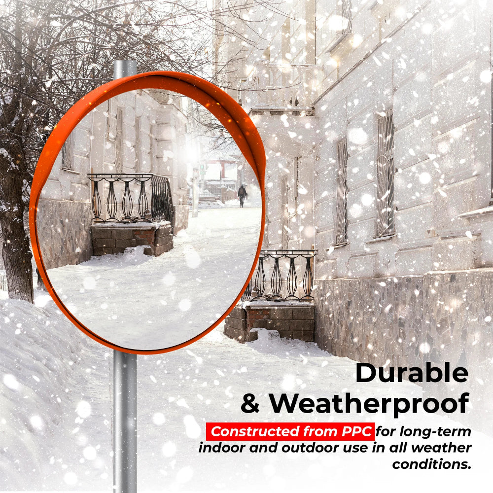 32" Outdoor Convex Safety Mirror - Orange