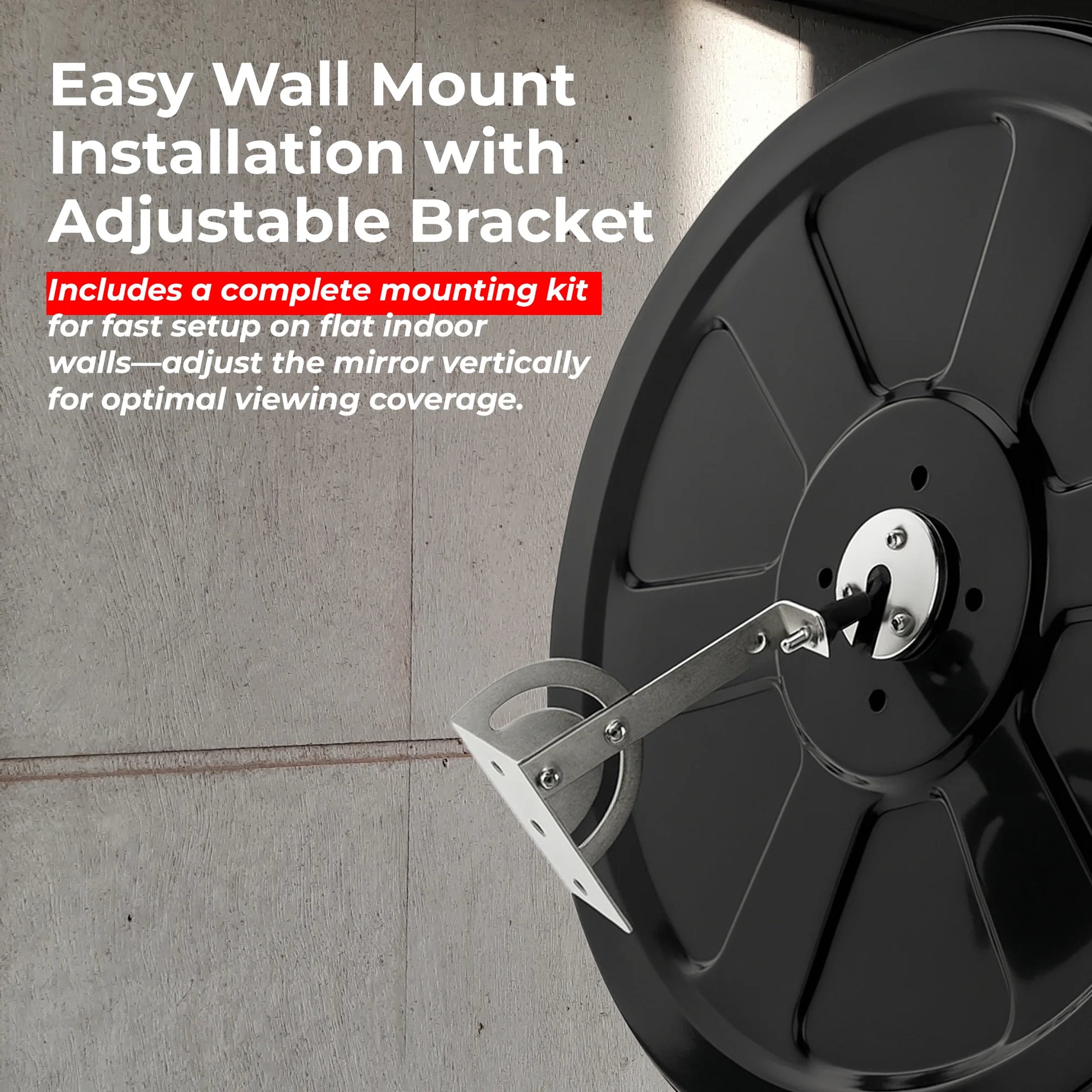 24" Indoor Convex Safety Mirror - Black