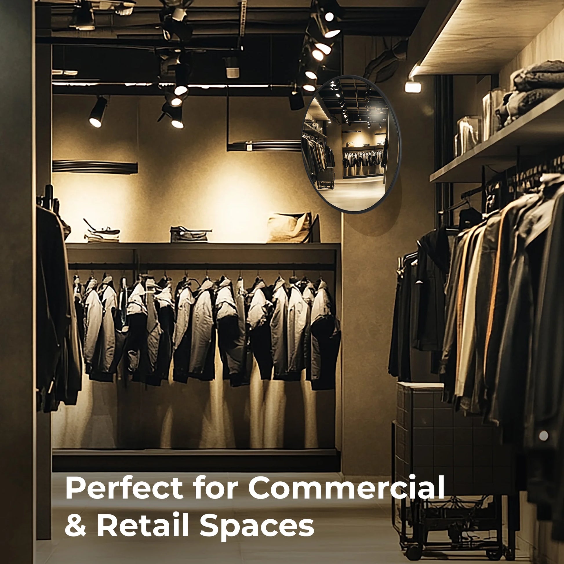 18" Indoor Black Convex Safety Mirror