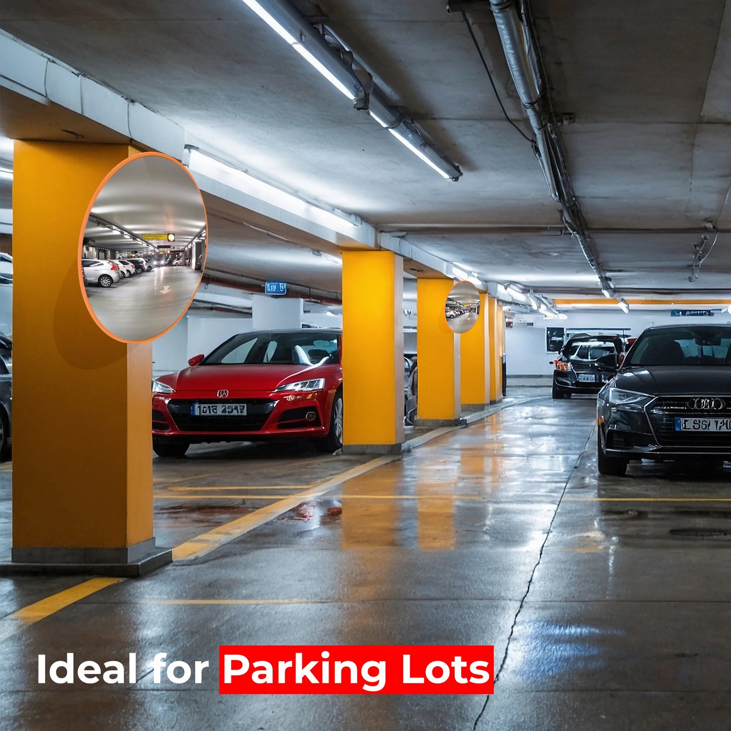 24" Indoor Orange Convex Safety Mirror