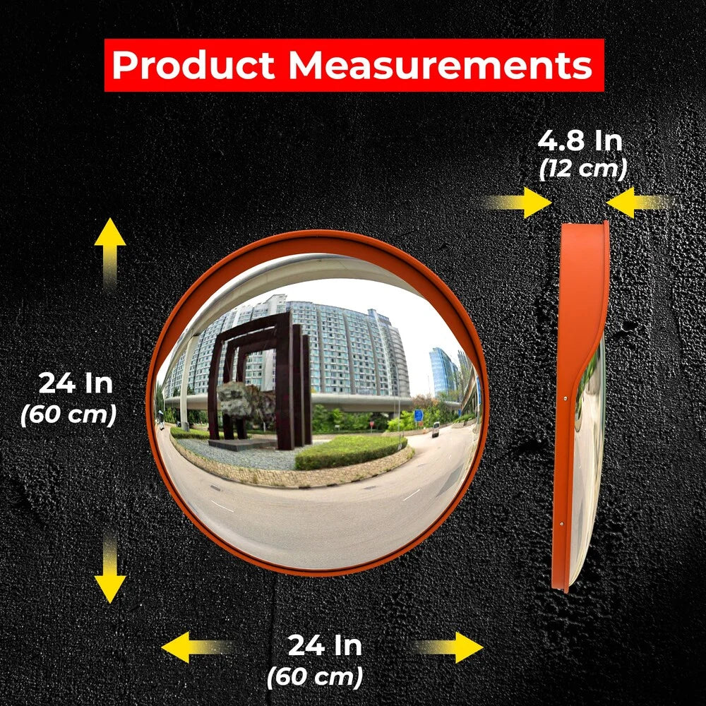 60CM Outdoor Convex Safety Mirror - Orange
