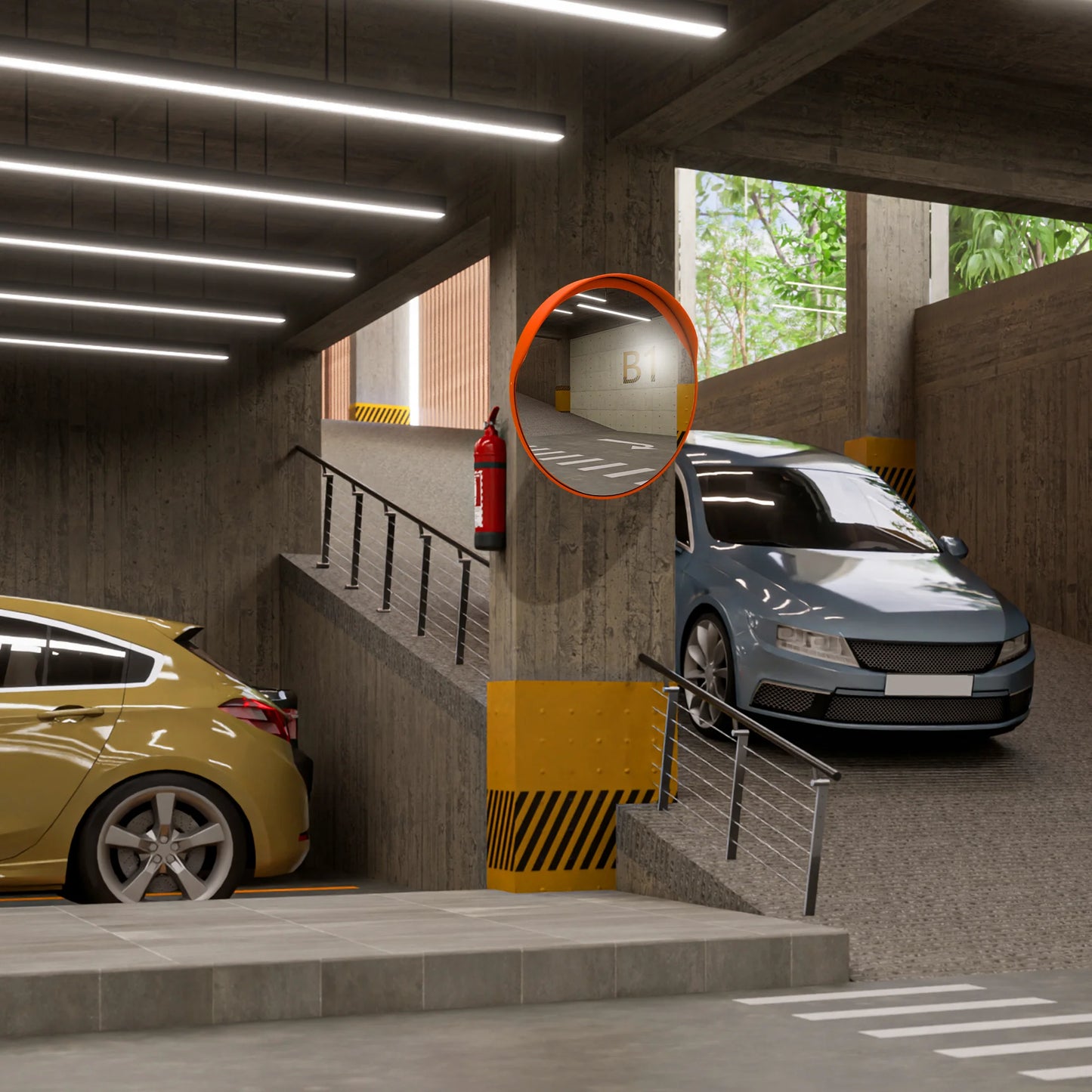 18" Orange - Outdoor Convex Safety Mirror