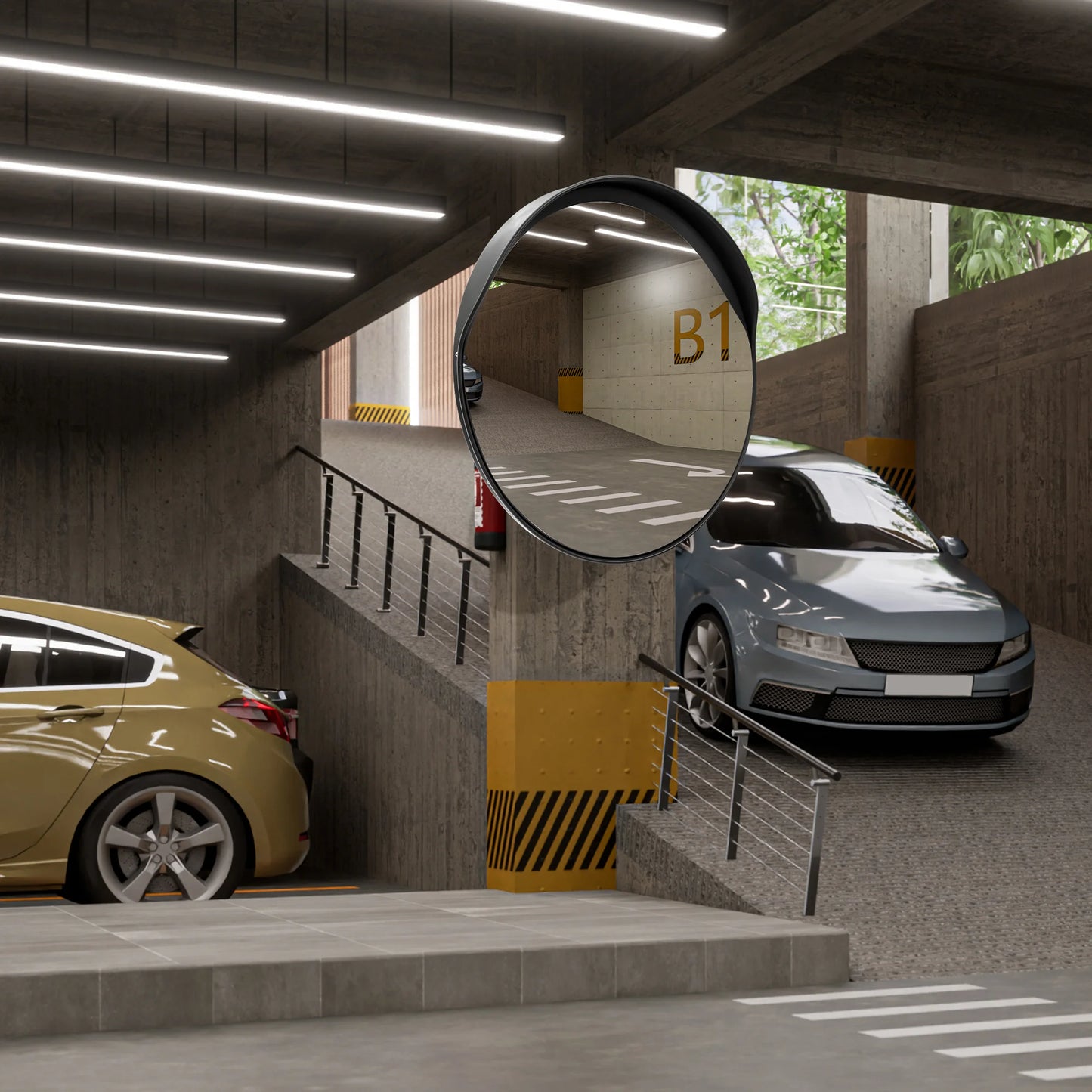 18" Outdoor Black Convex Safety Mirror